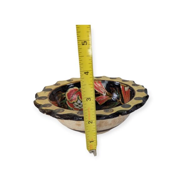 Vintage Japanese Stoneware Bowl w/ 3 Holes Noodle Bowl Ripple Rim - Picture 7 of 10